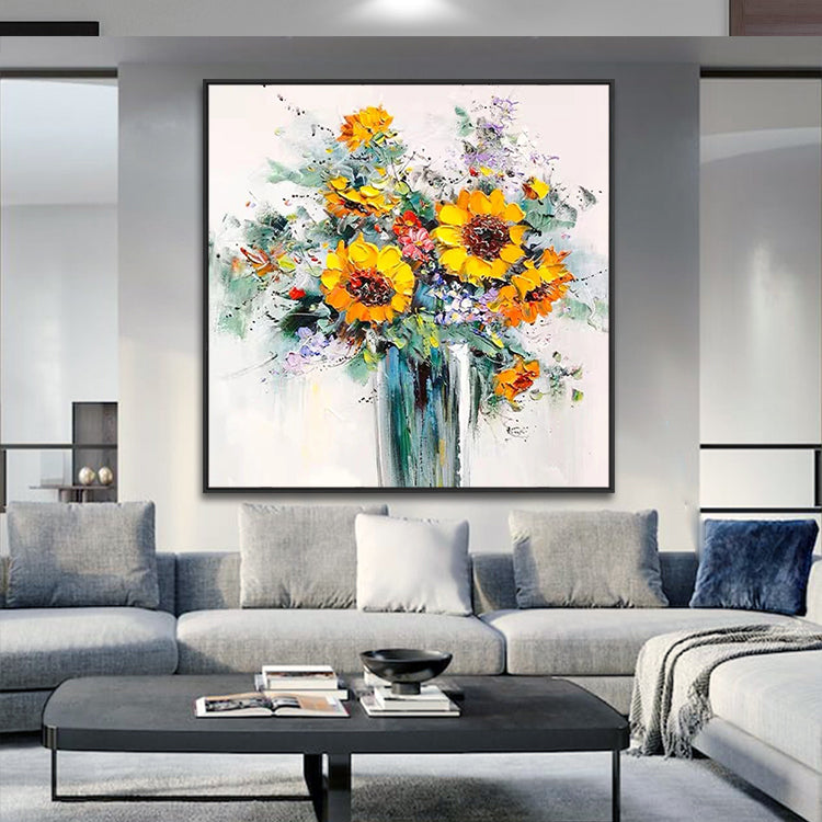 Handmade Abstract Flowers Oil Painting NAYVOFLO079